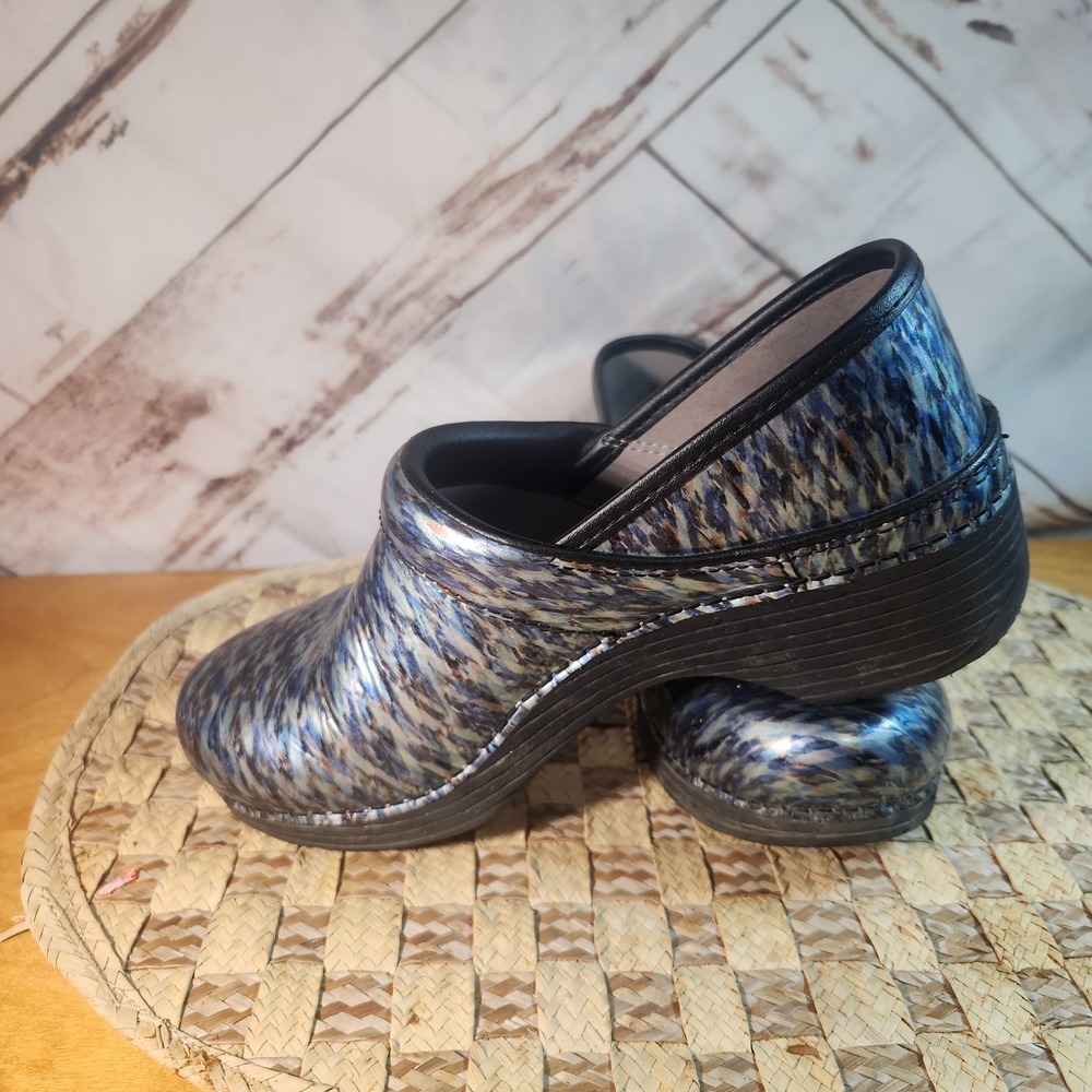 Dansko LT Professional Blue Silver Metalli Clogs Shoes Womens 39 EU 8.5-9 US - Picture 4 of 10